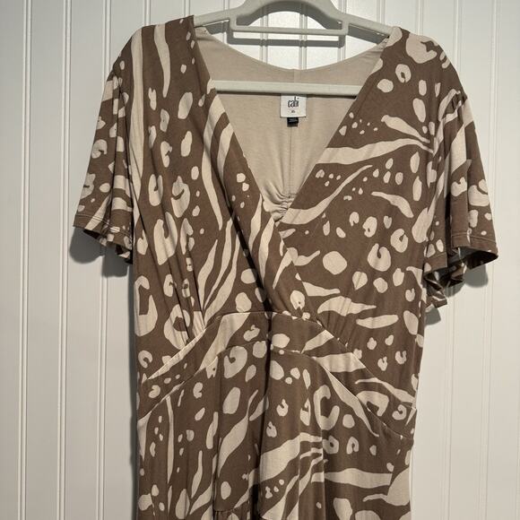 Cabi Swoon Maxi Dress Tiered Back Cutout Taupe Cream Size XL - Picture 3 of 8